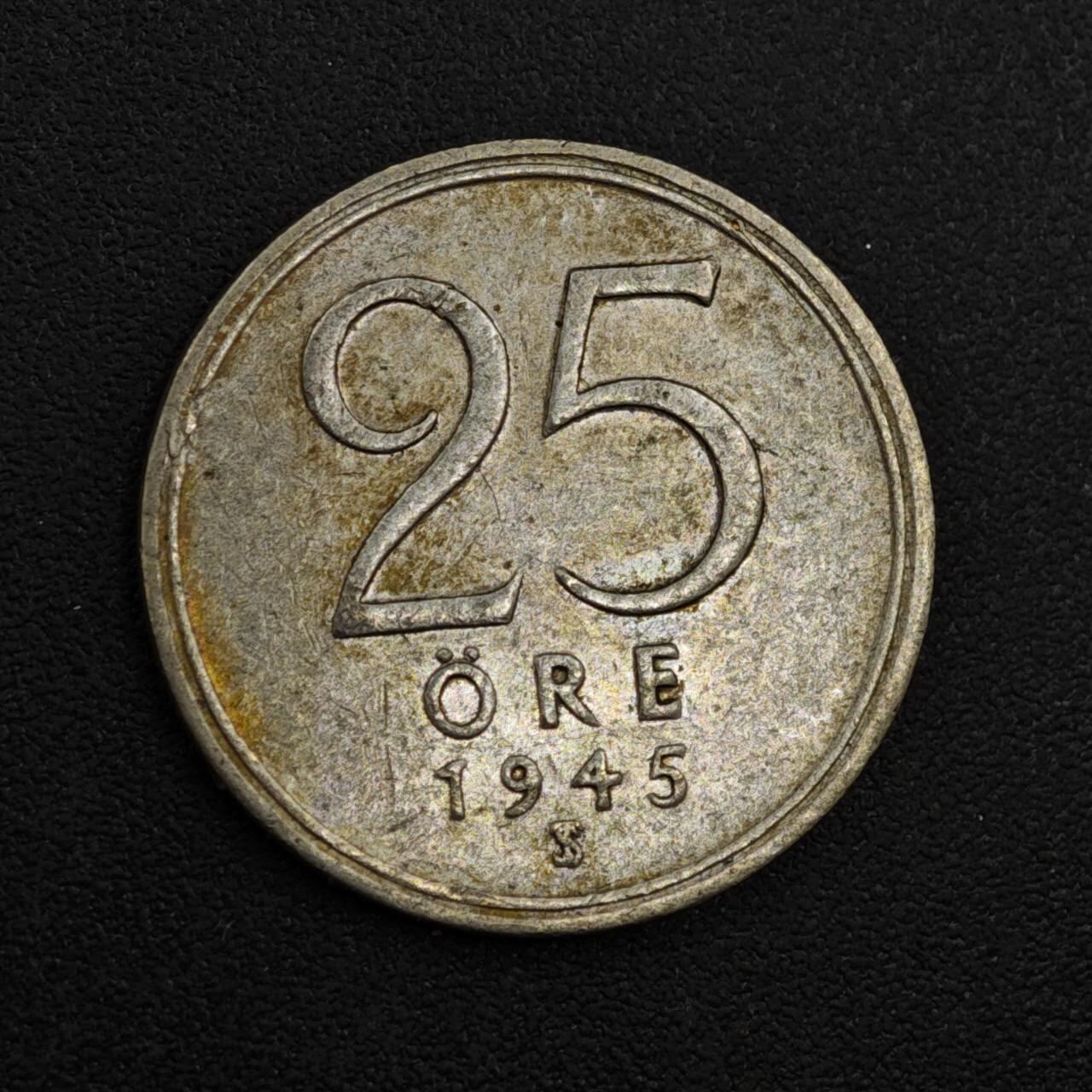 【淘币小摊】实时拍第八百一十三拍   散币场   满百包邮可预留二周 每周一统一发货   瑞典1945年25欧尔银币