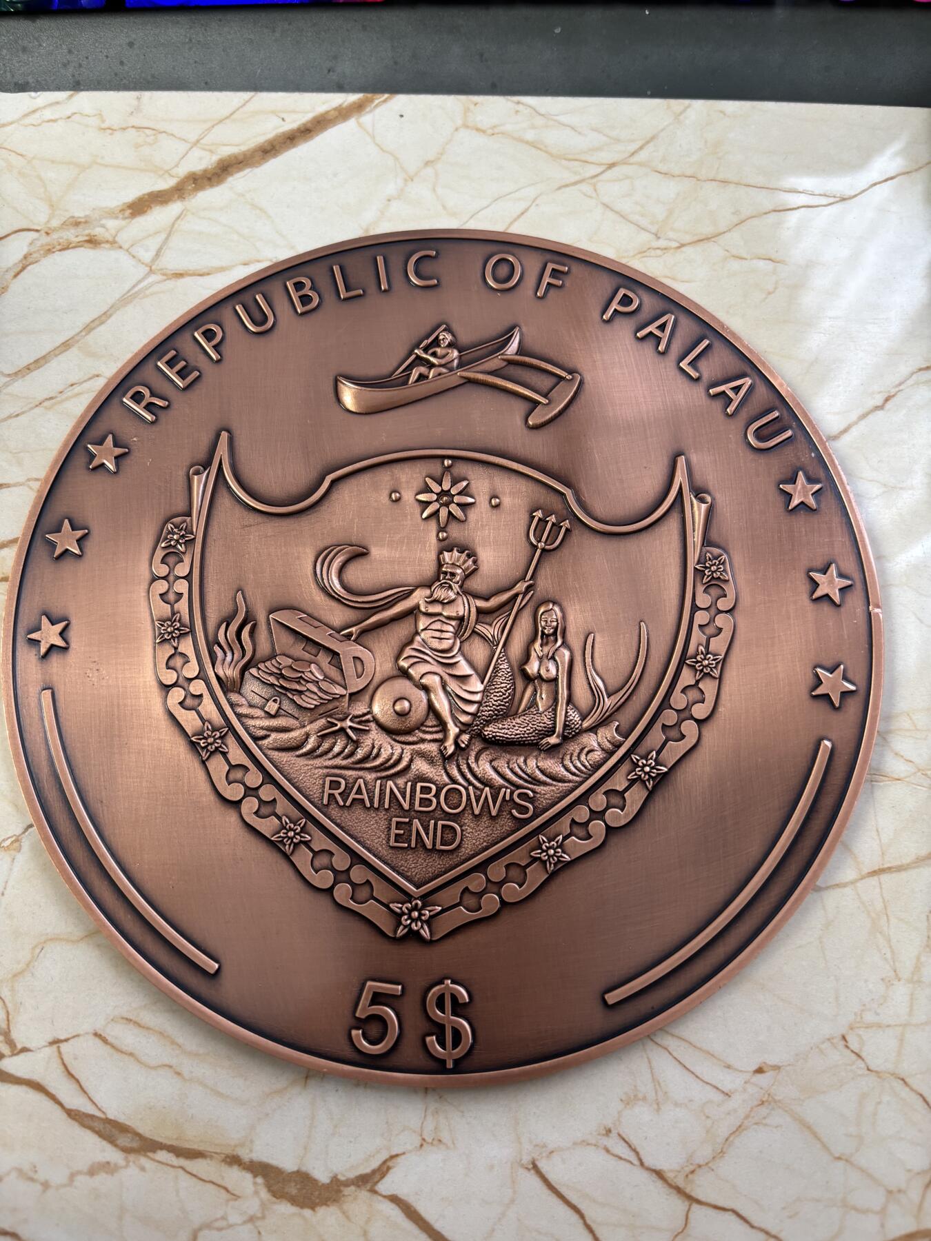 第184期拍卖 帕劳2015年寻找海盗宝藏超大规格游戏棋纪念铜币带黑绒袋