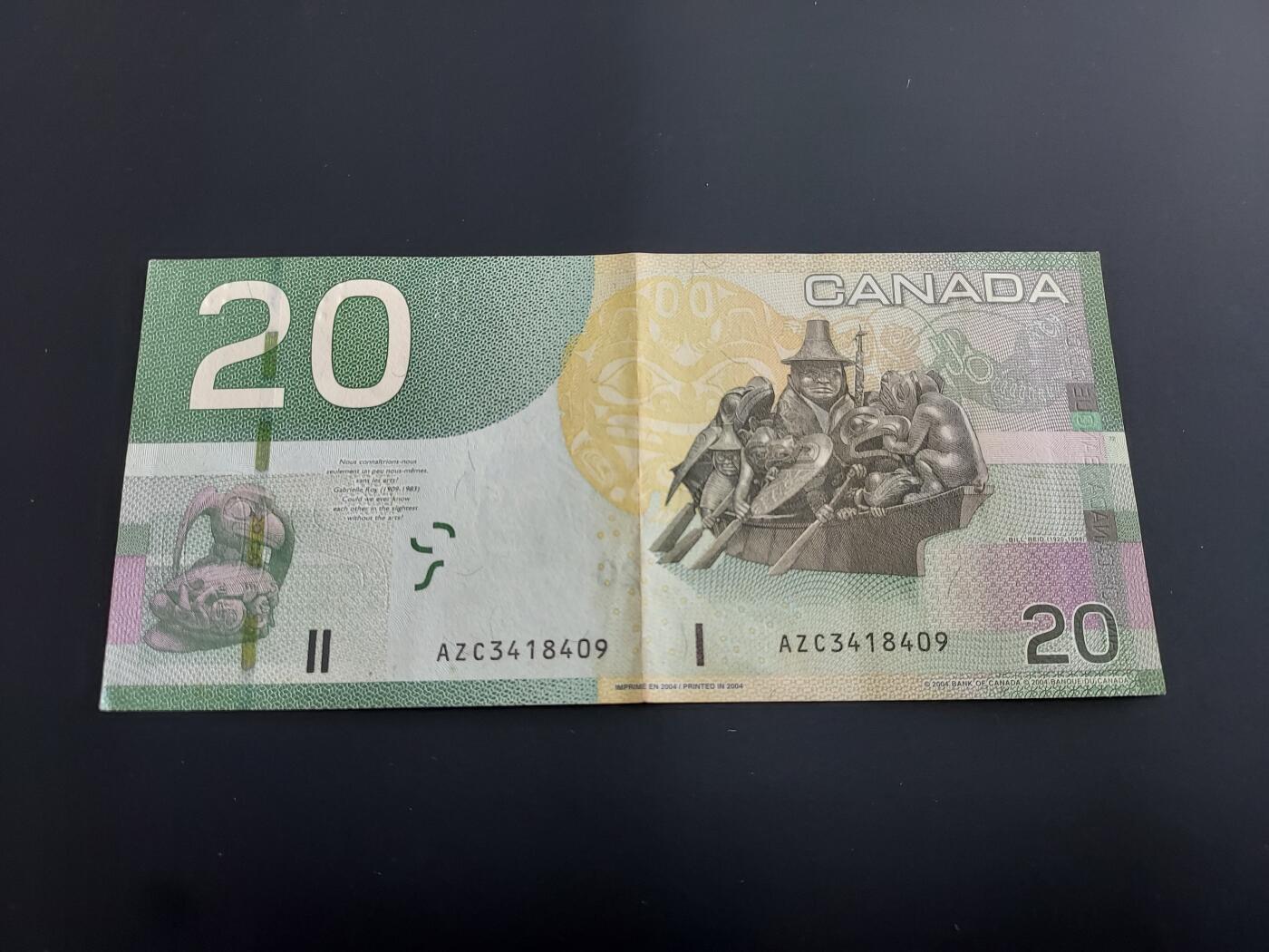 博彦收藏   12月8日 8点 钱币专场 加拿大 女皇20元  AU 9品