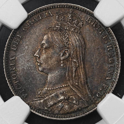 修遠堂世界钱币第九十五期 - NGC MS62 1891年英国1先令银币 极美酱彩