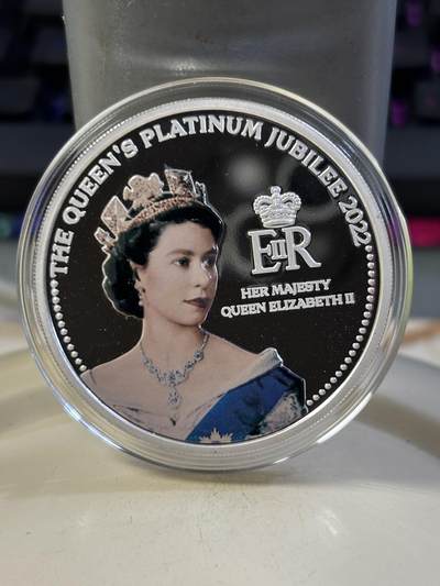 第183期拍卖 - 卡装萨摩亚2022年伊丽莎白二世登基70周年镀银彩色纪念币