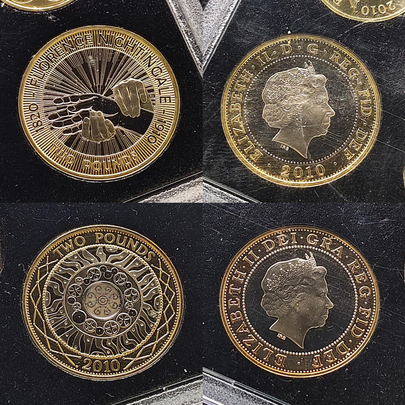 【全场包邮】纯粹捡漏拍483场（免费代拍第20场） 英国2010年官方精制套币-盒证全-含5镑君主制复辟350周年+2镑南丁格尔逝世100周年+1镑四邦国首府系列贝尔法斯特+伦敦2枚+50便士女童子军100周年5枚精制纪念币