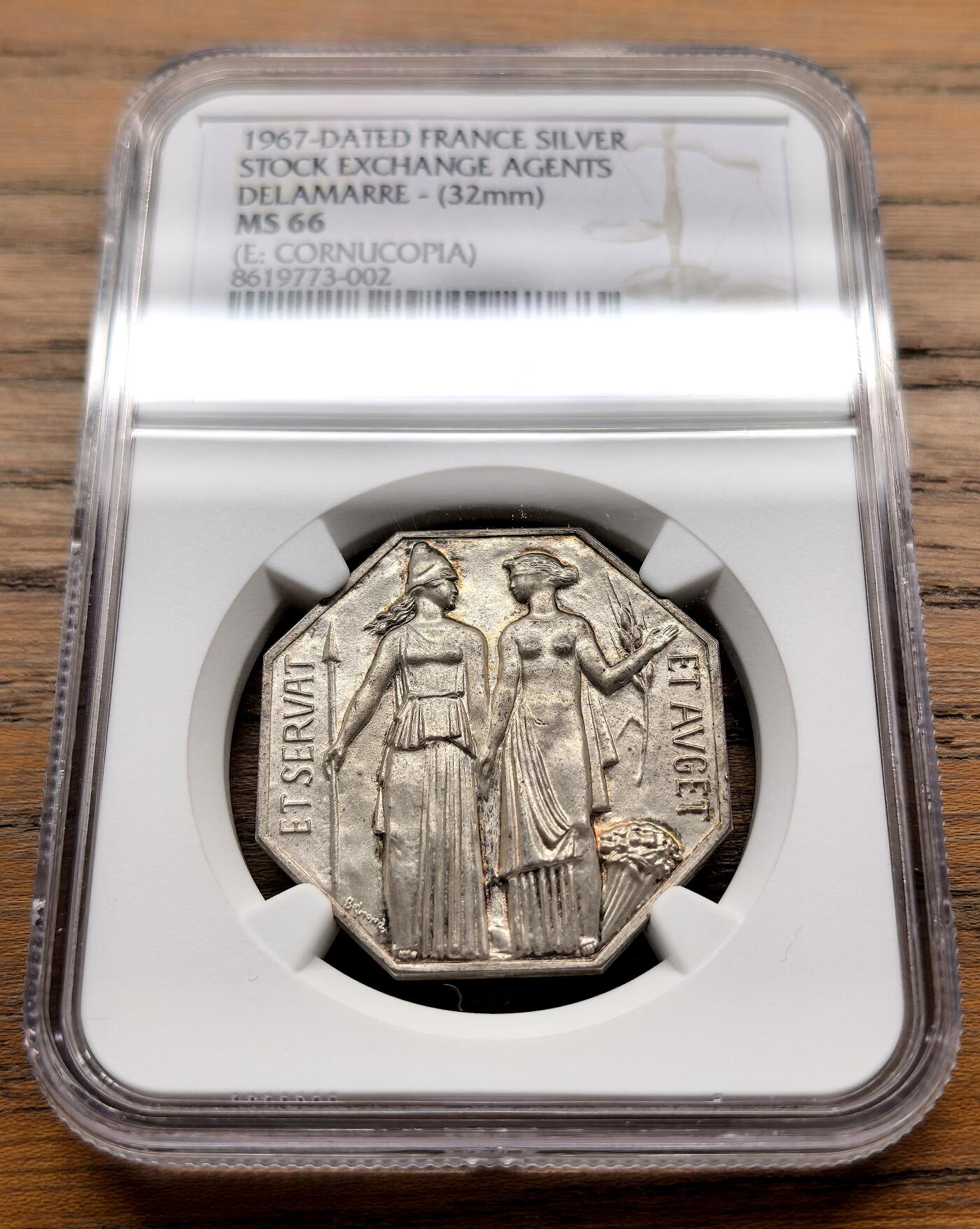 纫秋兰以为佩·凡希社微拍感恩专场 1967法国股票交易所纪念银章NGC-MS66