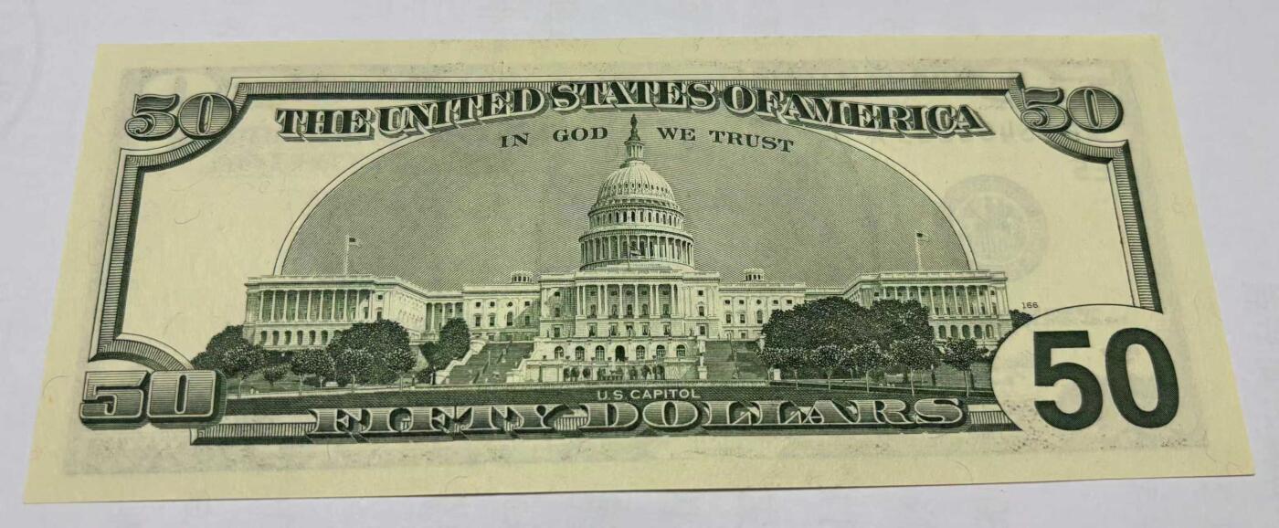 《外钞收藏家》第五百九十期（欧洲强钞、港币、硬通货及丰富裸币大拍场）（本平台长期征集拍品、欢迎藏友们联系合作） 1996年 大头首发50美元 UNC 实物图