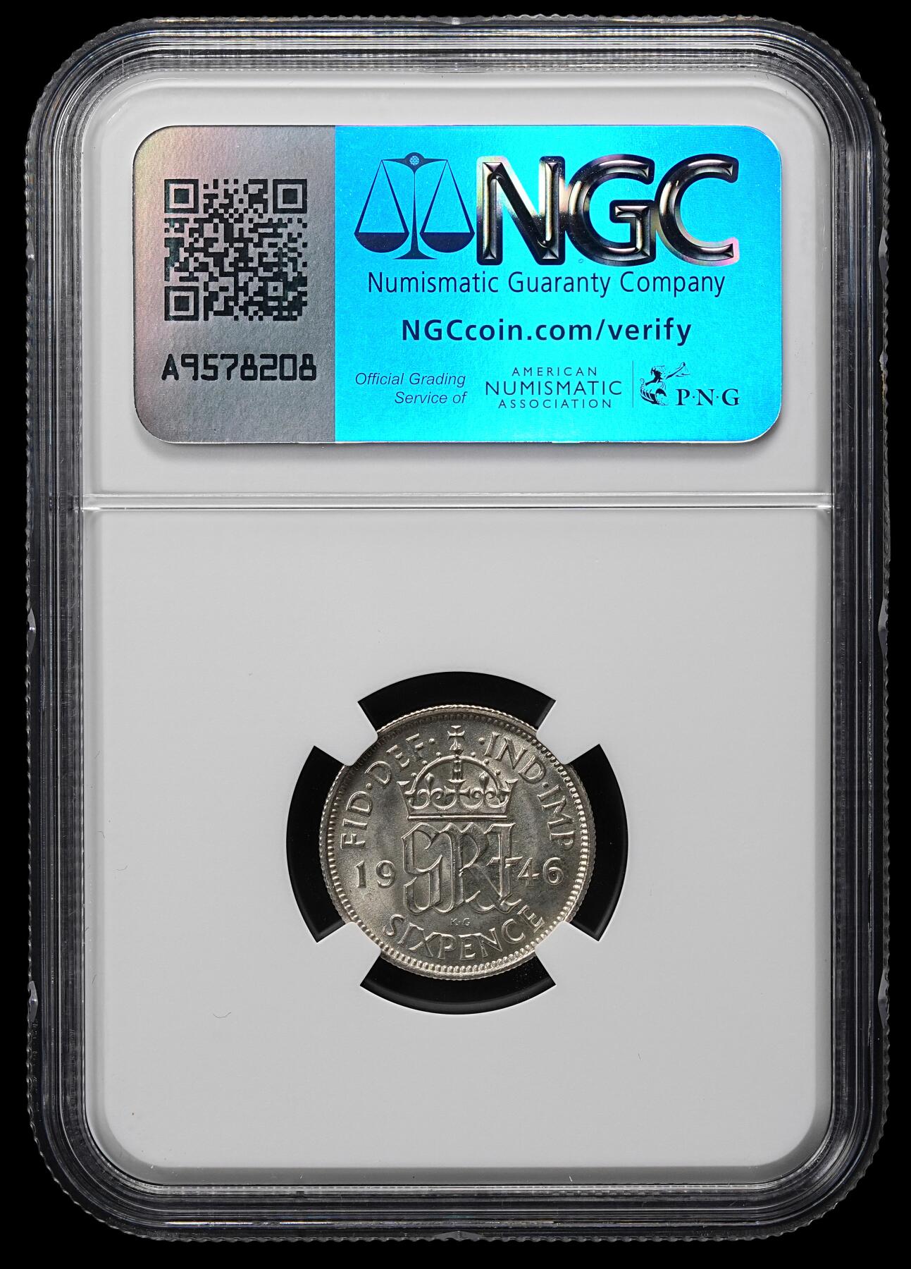 修遠堂世界钱币第九十五期 NGC MS65 1946年英国6便士银币
