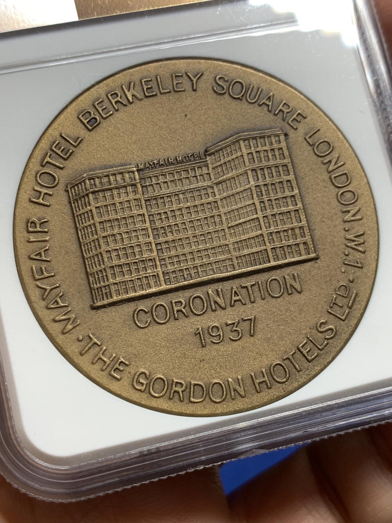 《竞宝斋》第443场 周日，周一，2场连拍 （全场包邮） NGC MS64BN 1937英国国王乔治六世加冕典礼‌纪念铜章