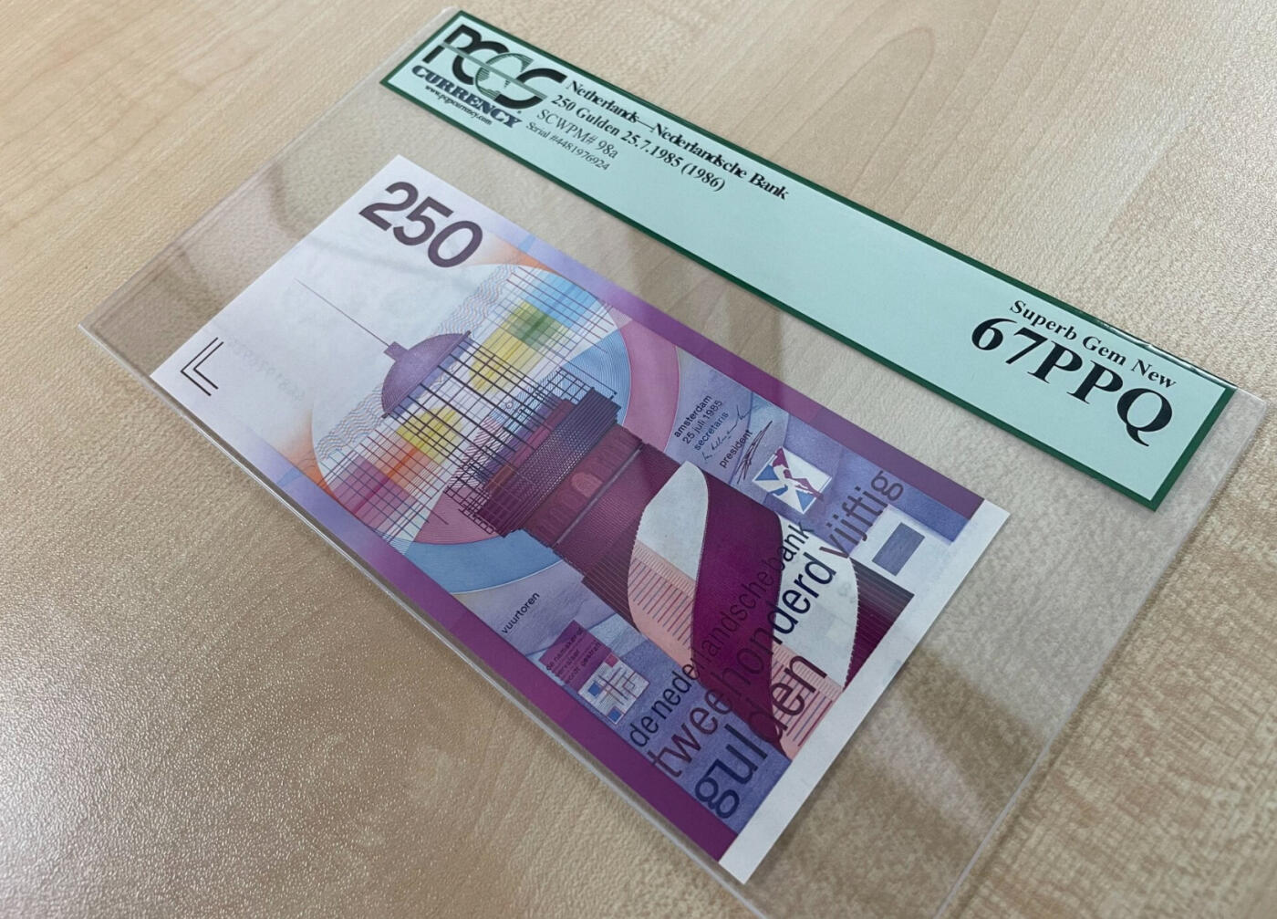 【礼羽收藏】🌏世界钱币拍卖第114期 荷兰 1985年250盾 灯塔 PCGS67 绿标严评 品相绝