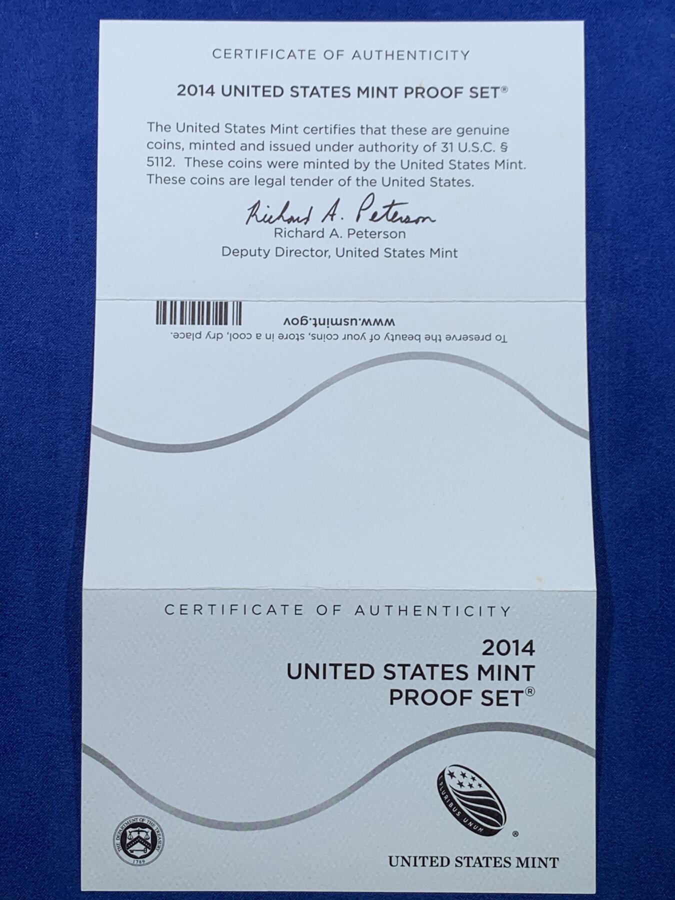 《竞宝斋》第443场 周日，周一，2场连拍 （全场包邮） 美国2014年精制套币（3本：总统币4枚，州币5枚，流通币5枚有萨卡嘉维亚）细节见图