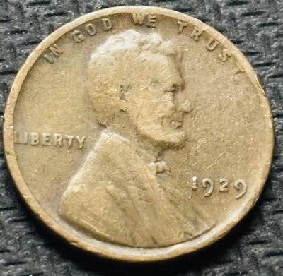 文馨钱币收藏第 284 场，【 长期接收代拍品】老藏家拍品南朝鲜李承晚时期货币，泰国大型纪念币，土耳其各时期及各国套币场 - 少见年份 1929 年美国林肯麦穗版 1 分