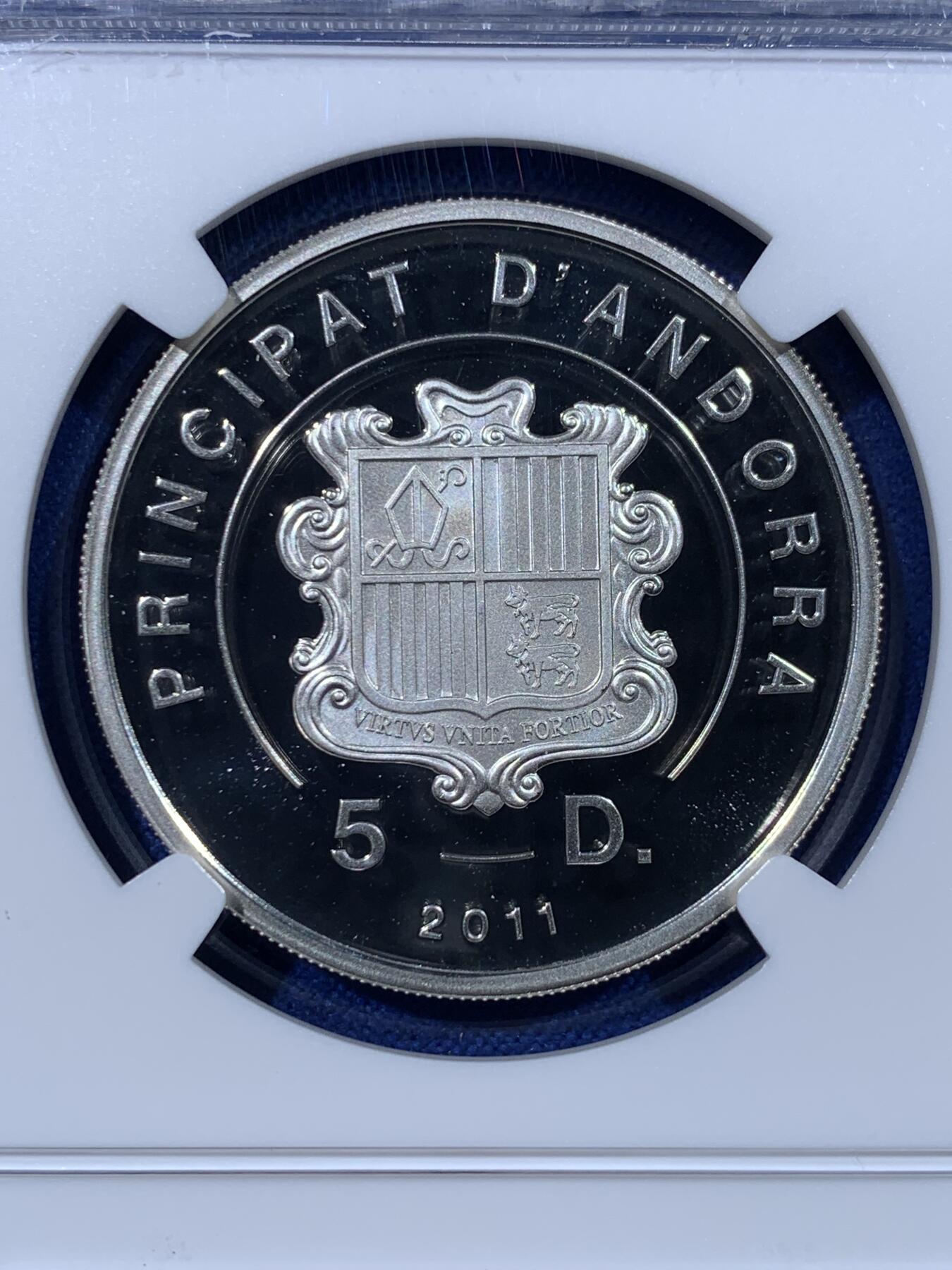 《竞宝斋》第443场 周日，周一，2场连拍 （全场包邮） NGC PF69UC 安道尔2011年比利牛斯山脉的动植物群—鹰银币 925银 15.5克