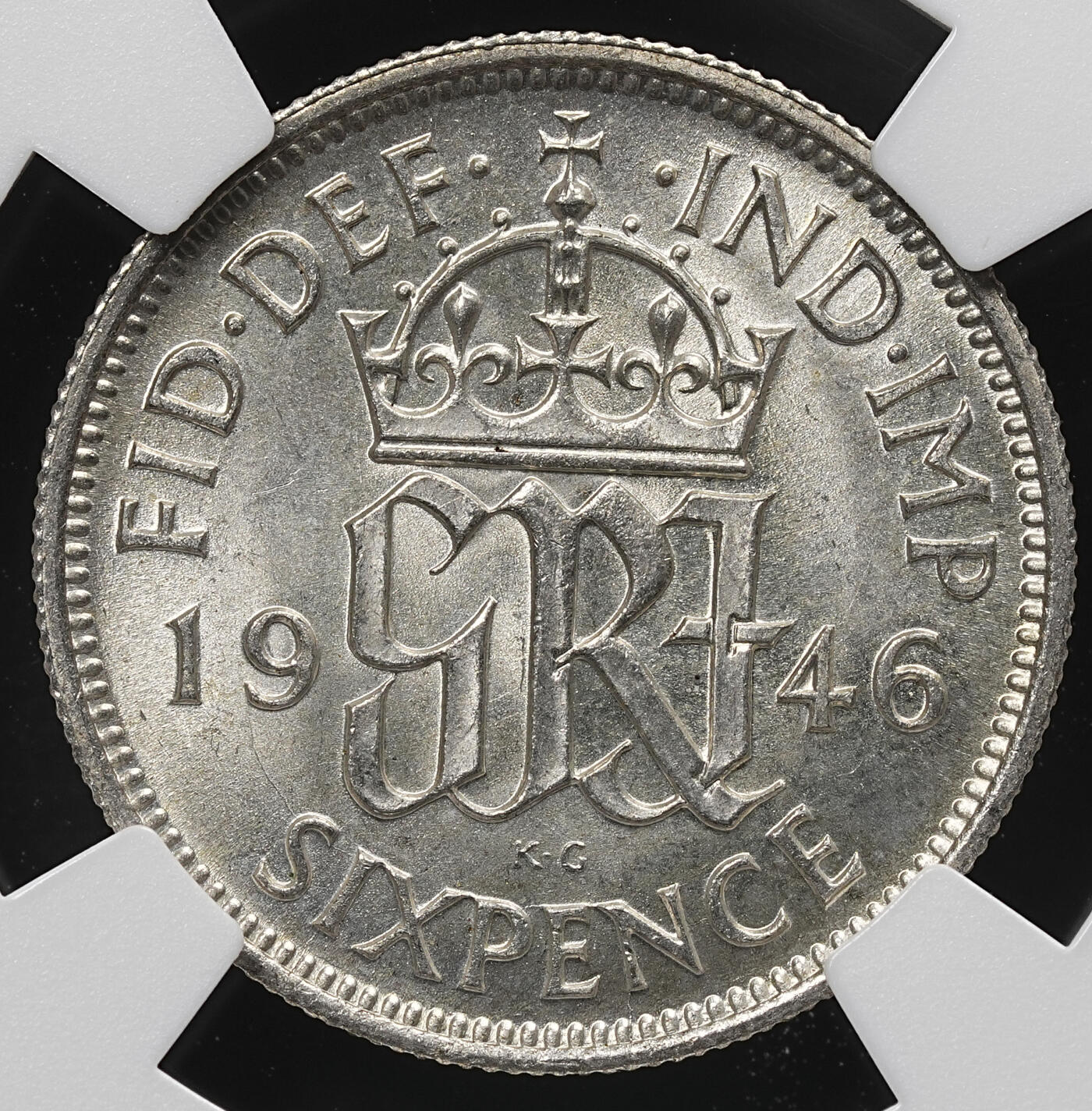 修遠堂世界钱币第九十五期 NGC MS65 1946年英国6便士银币