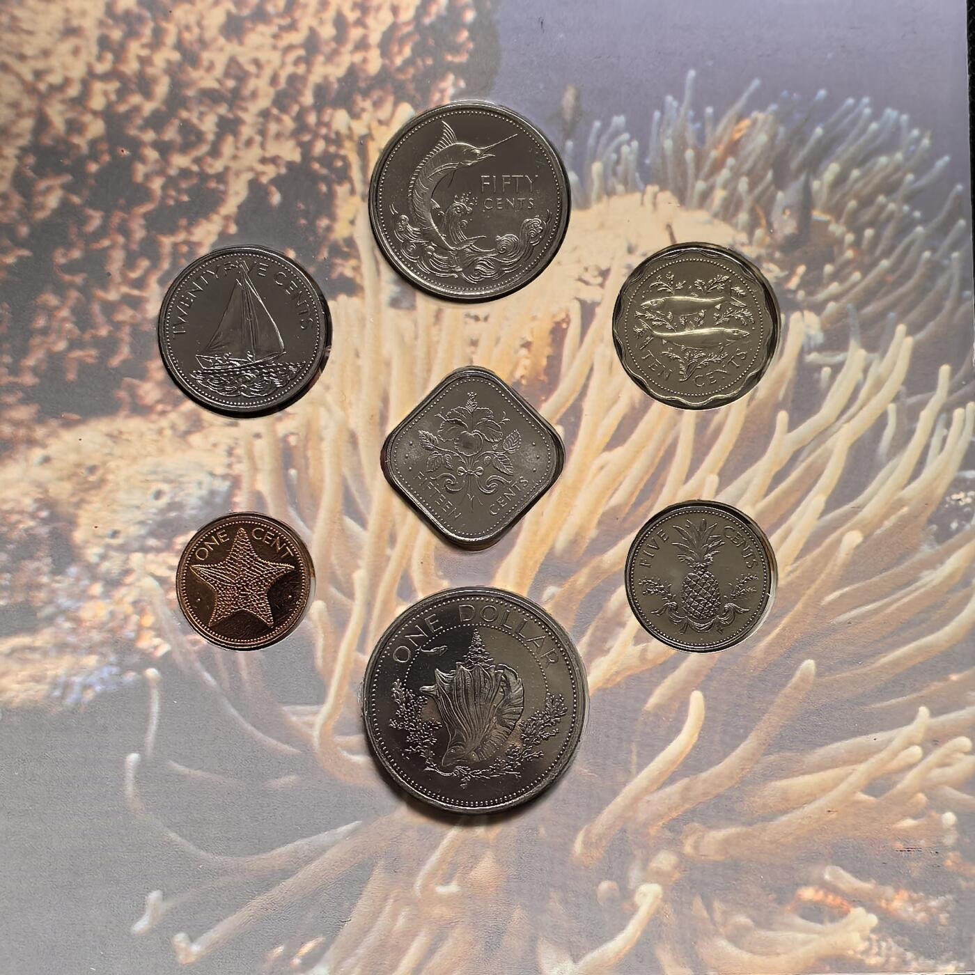 道一币馆币章第一百五十六场 原包装带证书 巴哈马群岛1989年套币七枚