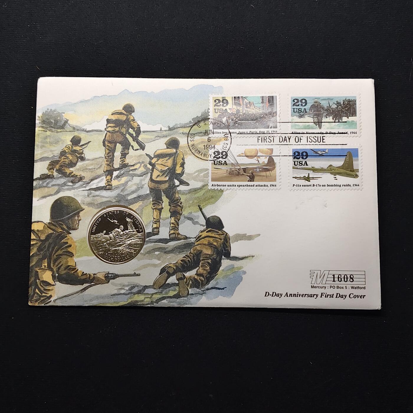 【全场包邮】纯粹捡漏拍482场（免费代拍第19场）-币封+套装+富兰克林（注意佣金） 【邮币封】美国1995年半美元二战胜利50周年精制纪念邮币封