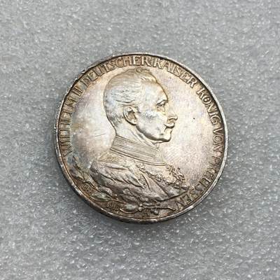 世界钱币专场拍卖 每周二开拍 - 113年德国普鲁士国王威廉二世花枝登基3马克银币