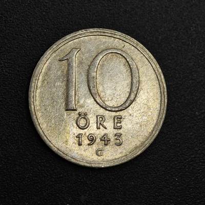 【淘币小摊】实时拍第八百一十三拍   散币场   满百包邮可预留二周 每周一统一发货   - 瑞典1943年10欧尔银币