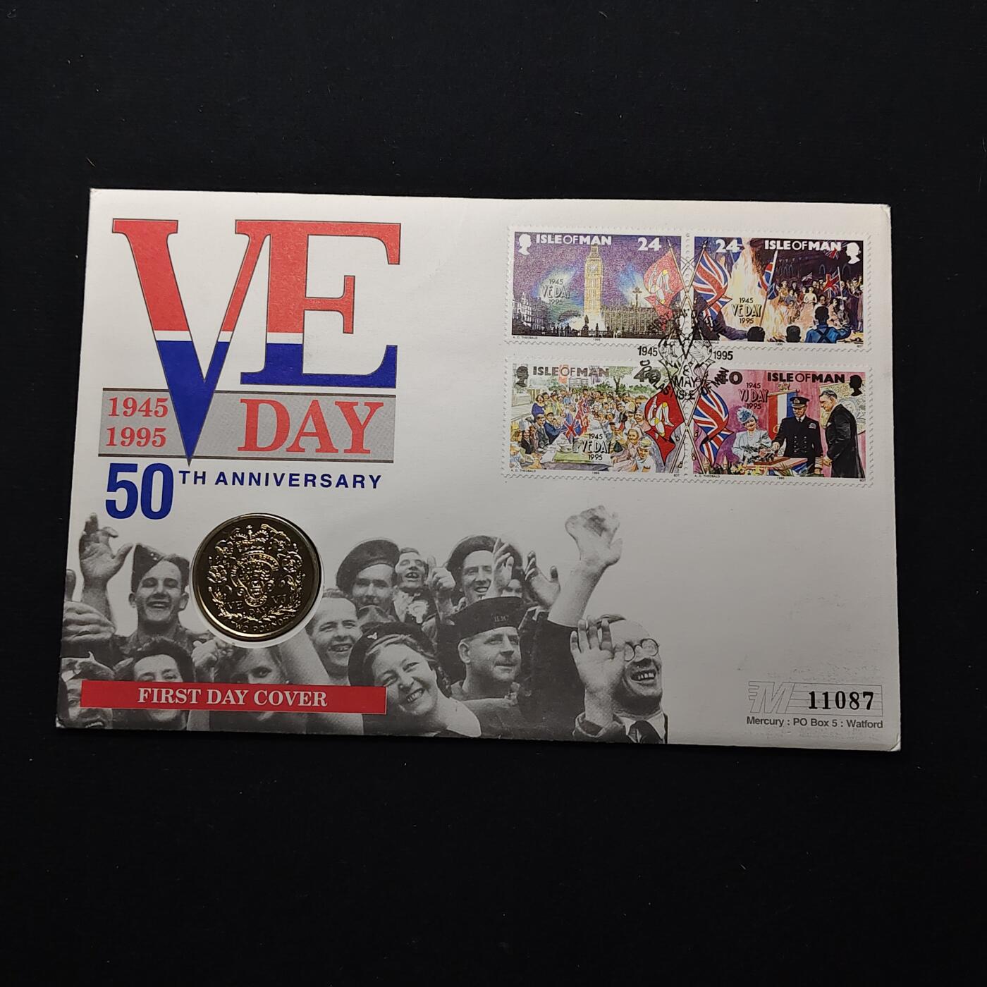 【全场包邮】纯粹捡漏拍482场（免费代拍第19场）-币封+套装+富兰克林（注意佣金） 【邮币封】马恩岛1995年2镑欧洲解放50周年纪念币邮币封