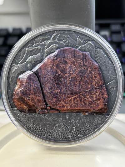 第184期拍卖 - 吉布提2023年史前艺术系列1岩石Abourma3盎司银币，999银，发行499枚