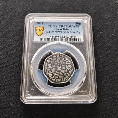 【全场包邮】纯粹捡漏拍485场（免费代拍第22场） - 英国2011年50便士WWF组织50周年精制纪念银币-PCGS PR67 DCAM