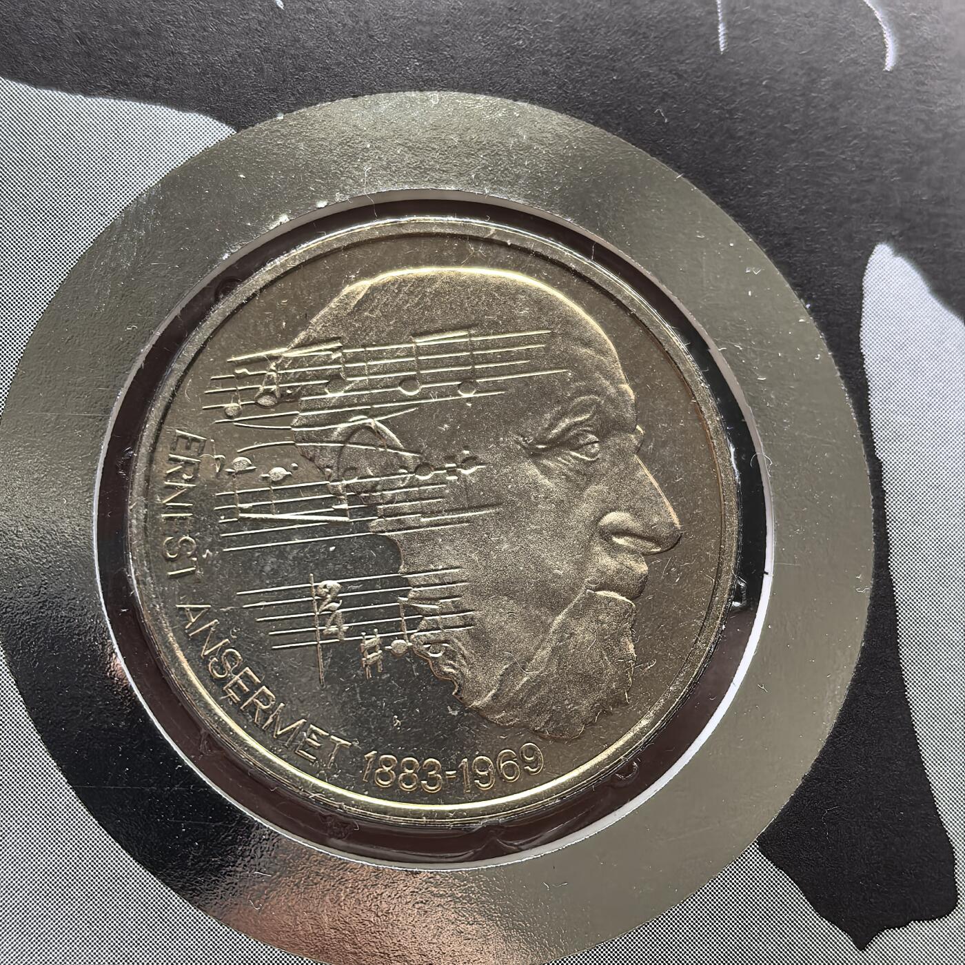 道一币馆币章第一百五十六场 邮币封 瑞士1983年音乐家欧内斯特·安塞梅诞辰百年5法郎纪念币