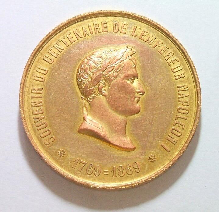 【艺术】法国艺术大章1869年 拿破仑诞辰百年 高浮雕精制大镀金章 50MM