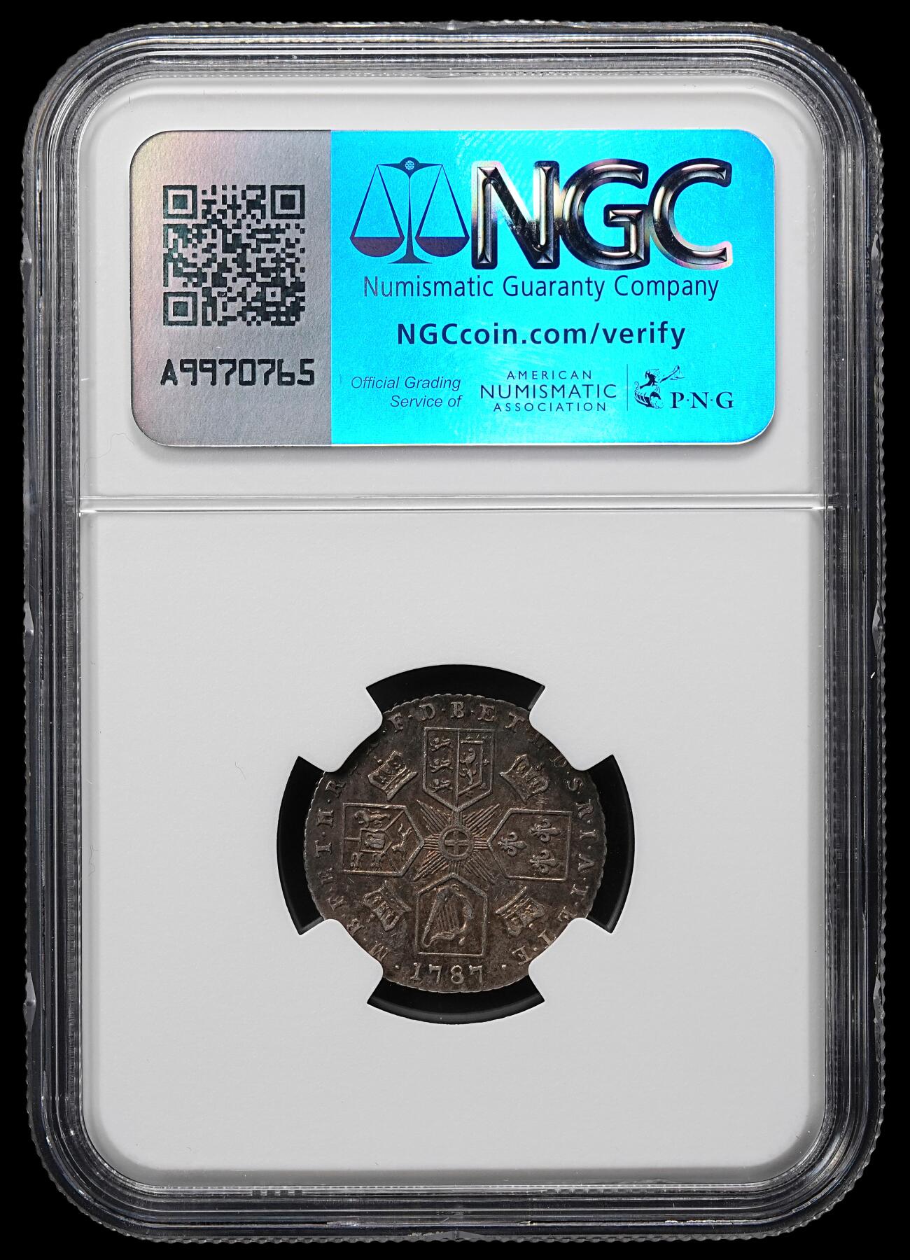 修遠堂世界钱币第九十五期 NGC AU55 1787年英国6便士银币