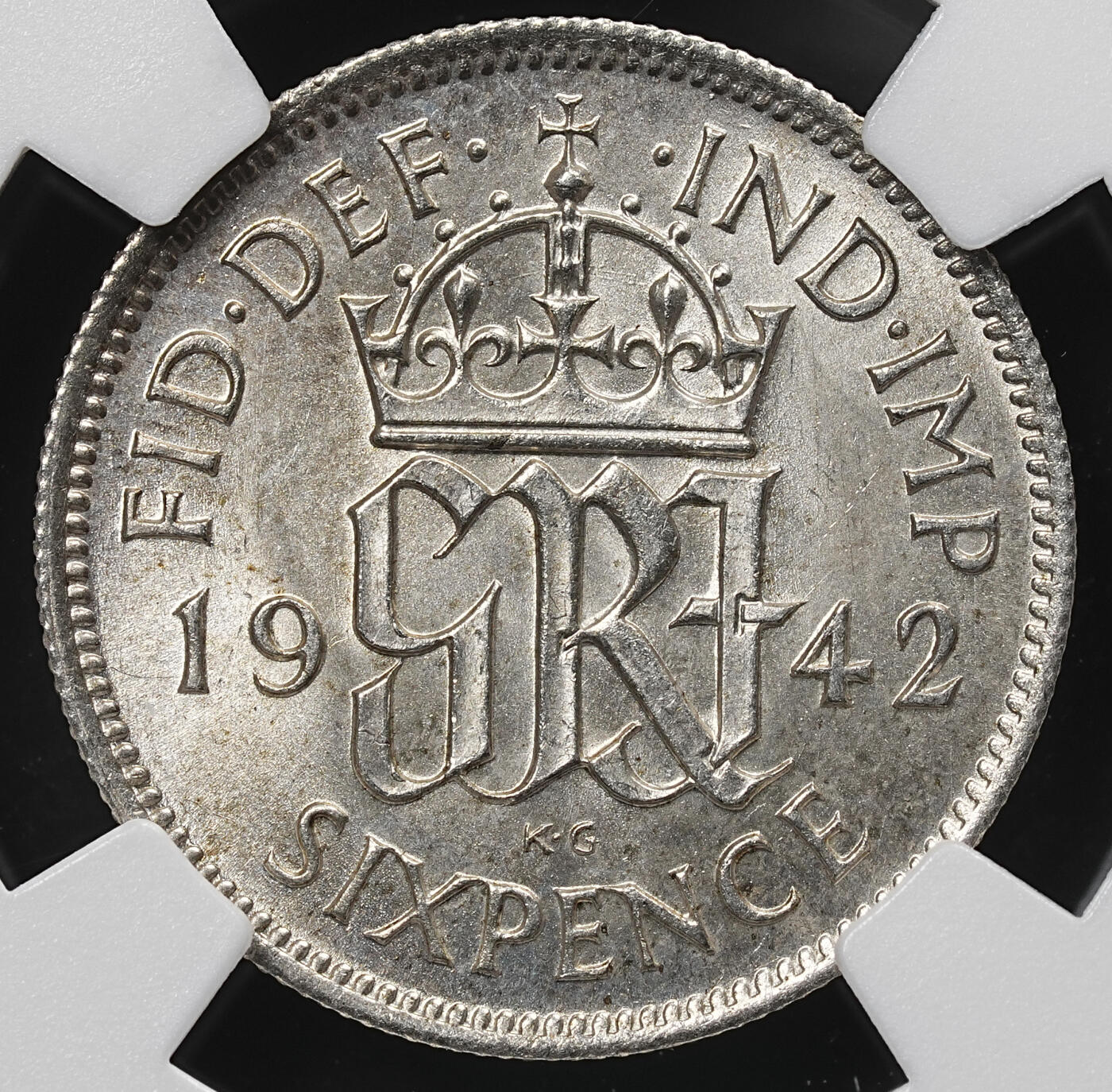 修遠堂世界钱币第九十五期 NGC MS65 1942年英国6便士银币