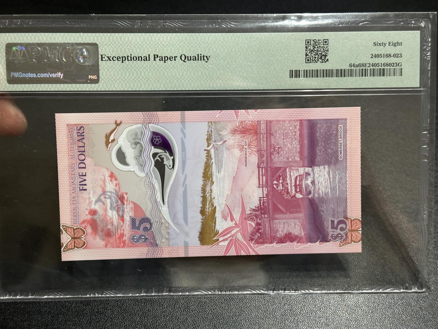 《外钞收藏家》第五百九十期（欧洲强钞、港币、硬通货及丰富裸币大拍场）（本平台长期征集拍品、欢迎藏友们联系合作） 2024年百慕大2元 A/1冠 PMG68 获奖钞 无47靓号尾683