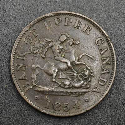 【淘币小摊】实时拍第八百一十三拍   散币场   满百包邮可预留二周 每周一统一发货   - 上加拿大1854年马剑半便士铜币代币