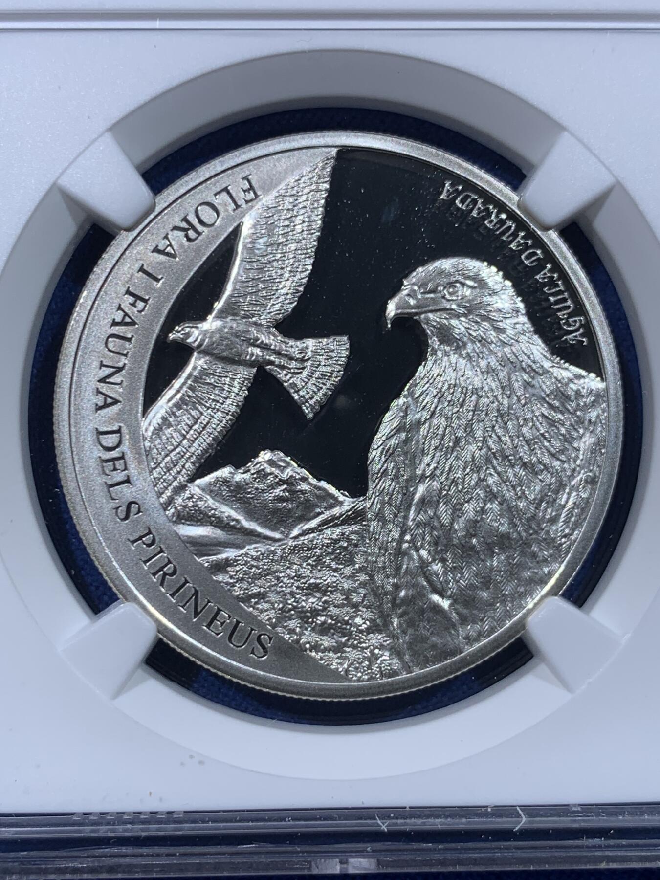 《竞宝斋》第443场 周日，周一，2场连拍 （全场包邮） NGC PF69UC 安道尔2011年比利牛斯山脉的动植物群—鹰银币 925银 15.5克