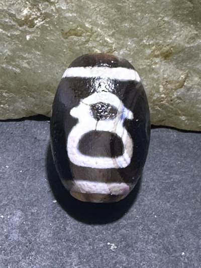 仅此一颗，精品藏传黑白玉髓财神天珠一颗 - 仅此一颗，精品藏传黑白玉髓财神天珠一颗