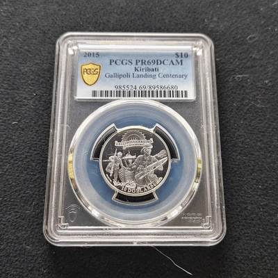 【全场包邮】纯粹捡漏拍485场（免费代拍第22场） - 【收藏级·亚军分】基里巴斯2015年10元铭记一战系列加里波利登陆精制纪念银币-PCGS PR69 DCAM