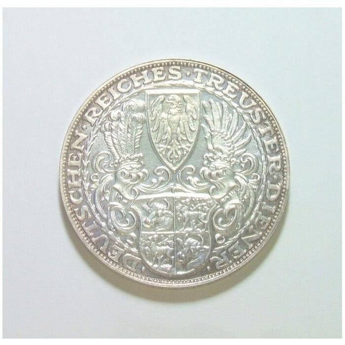 【银】德国魏玛1927年 兴登堡80大寿5马克大银币 难得精制原光