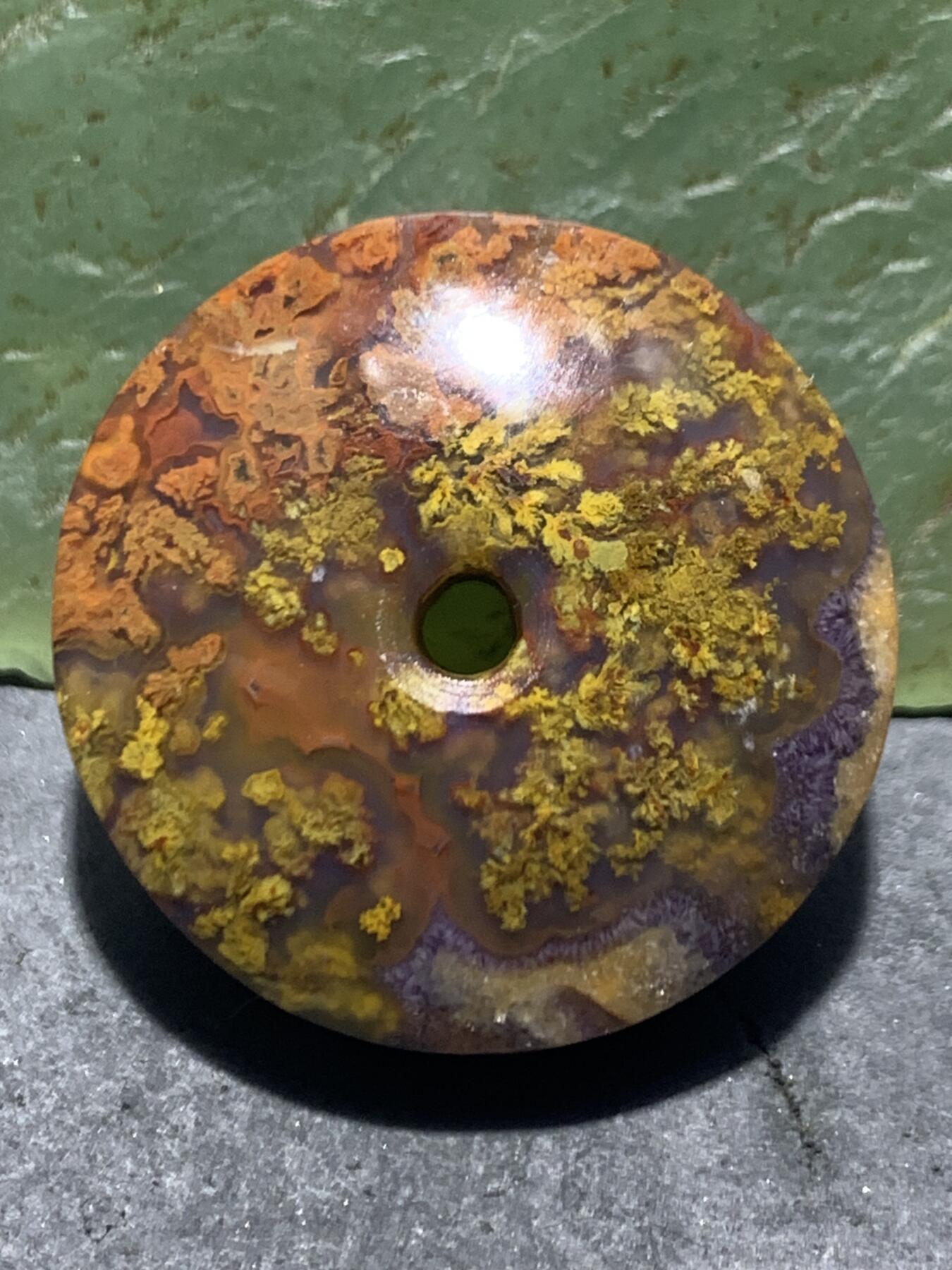 精美冻料草花纹冰飘战国红玛瑙随形平安扣一个