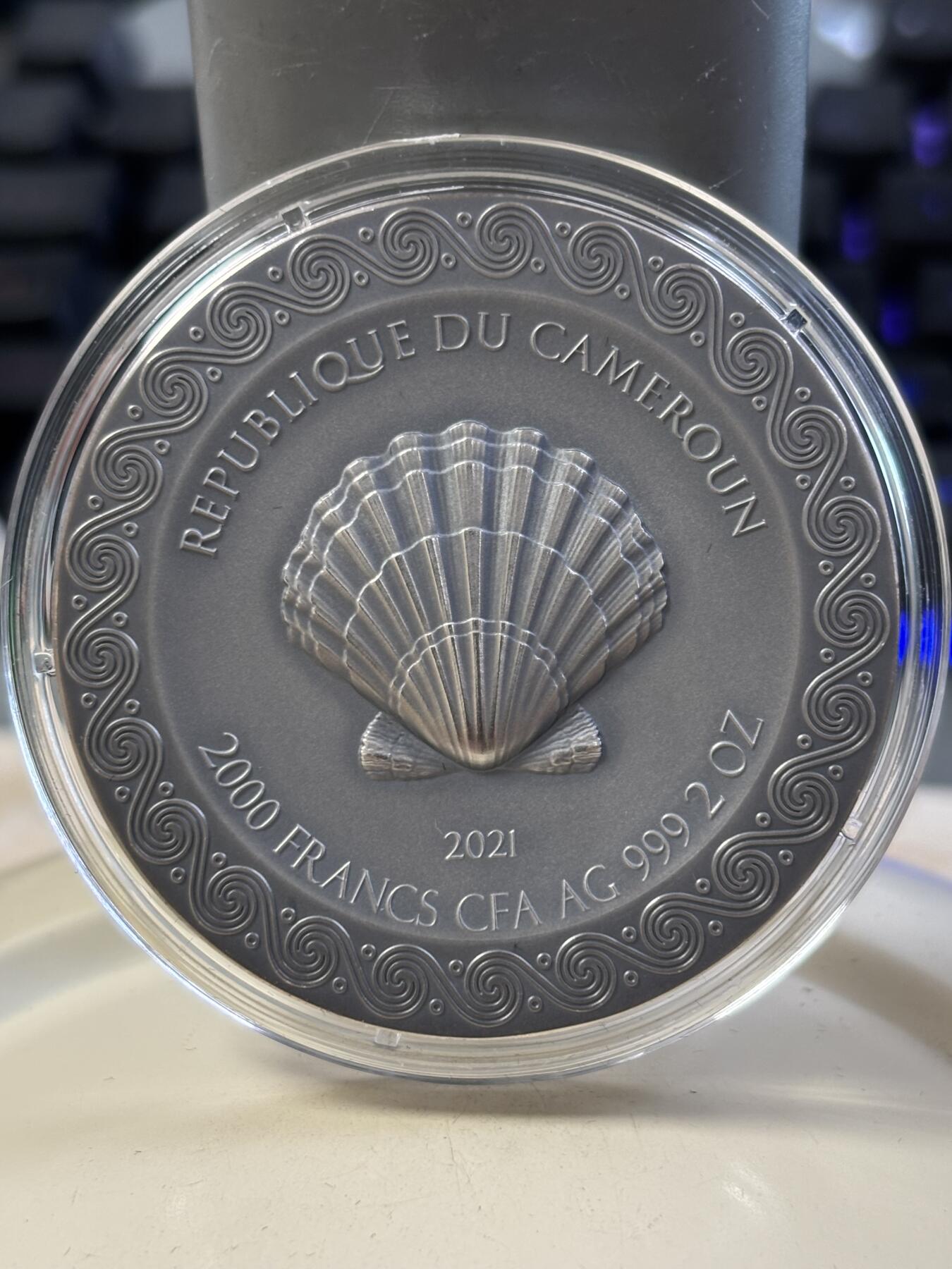 第184期拍卖 喀麦隆2021年国色天香系列3维纳斯诞生2盎司银币，999银，发行500枚