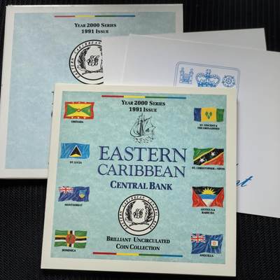 道一币馆币章第一百五十六场 - 原包装 东加勒比国家1991年套币六枚