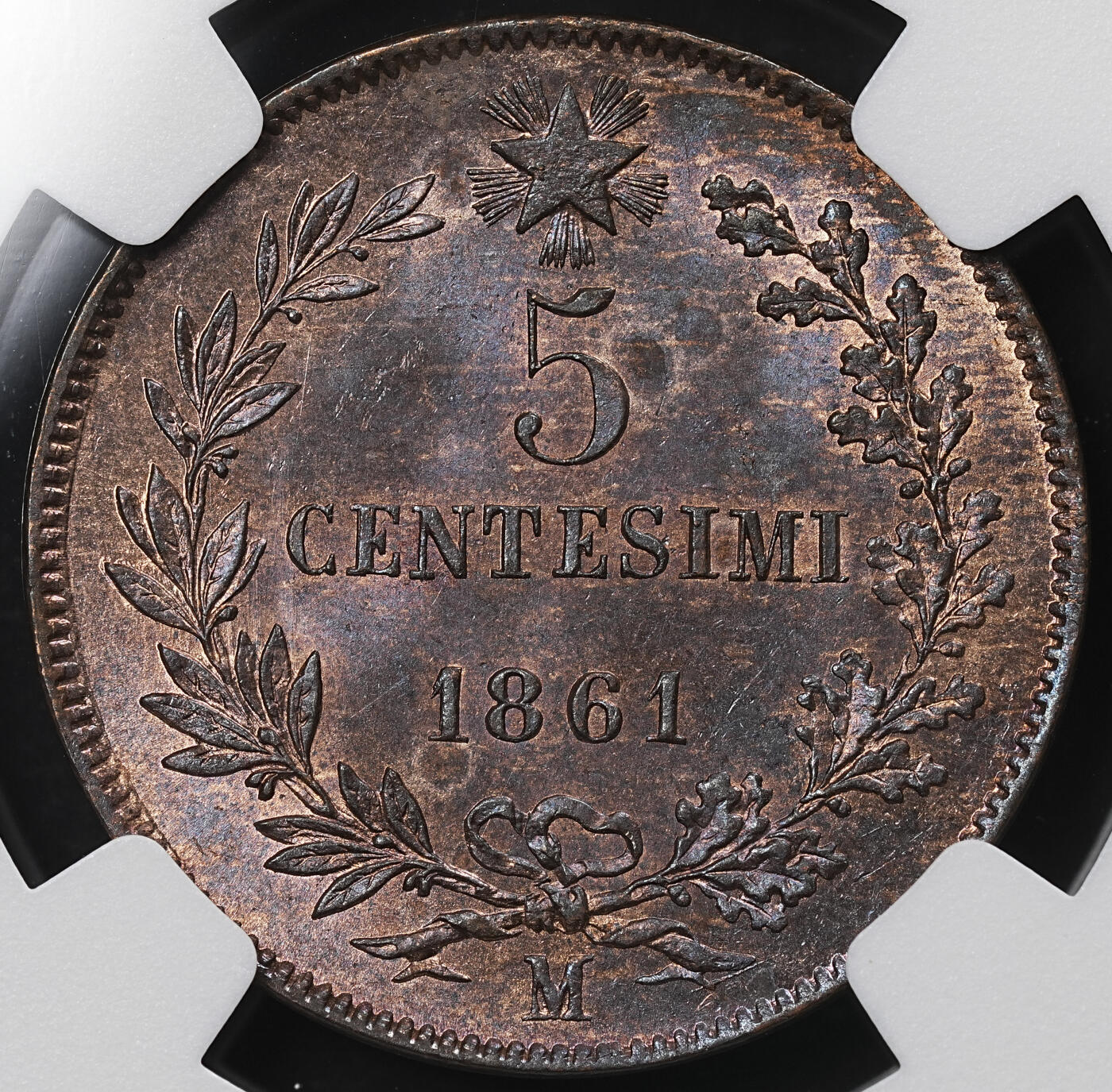 修遠堂世界钱币第九十五期 NGC MS64RB 1861年意大利5分铜币