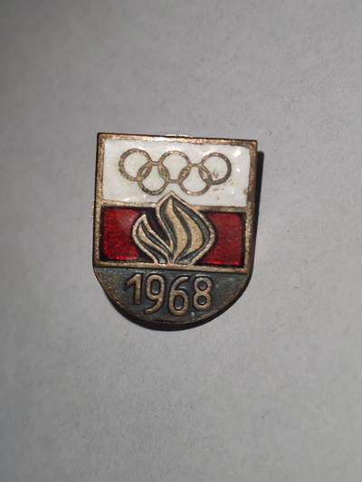 韵星假日拍卖第三十一期 -- Rimey Holidays Auction 31 - 波兰人民共和国1968墨西哥奥林匹克运动会官方代表证章 稀少 转轮版本panstowowa厂制作 带厂标 铜珐琅 