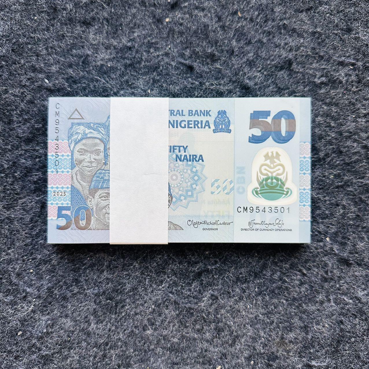 🇳🇬2528¥ ¥尼日利亚2025年20奈拉塑料钞，新日期和新签名：Cardoso-Adedeji 尼日利亚2025年50奈拉塑料钞，新年份和新日期Cardoso-Solaja，百联一刀