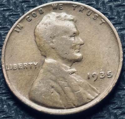 文馨钱币收藏第 284 场，【 长期接收代拍品】老藏家拍品南朝鲜李承晚时期货币，泰国大型纪念币，土耳其各时期及各国套币场 - 少见年份 1935 年美国林肯麦穗版 1 分