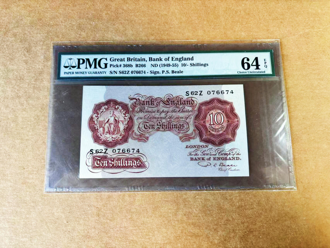 【Blue Auction】世界纸币精拍第757期——18级TOP拍卖/信誉/品质/专业/高效💫 英国 A序列1949-55年10先令 PMG64EPQ 