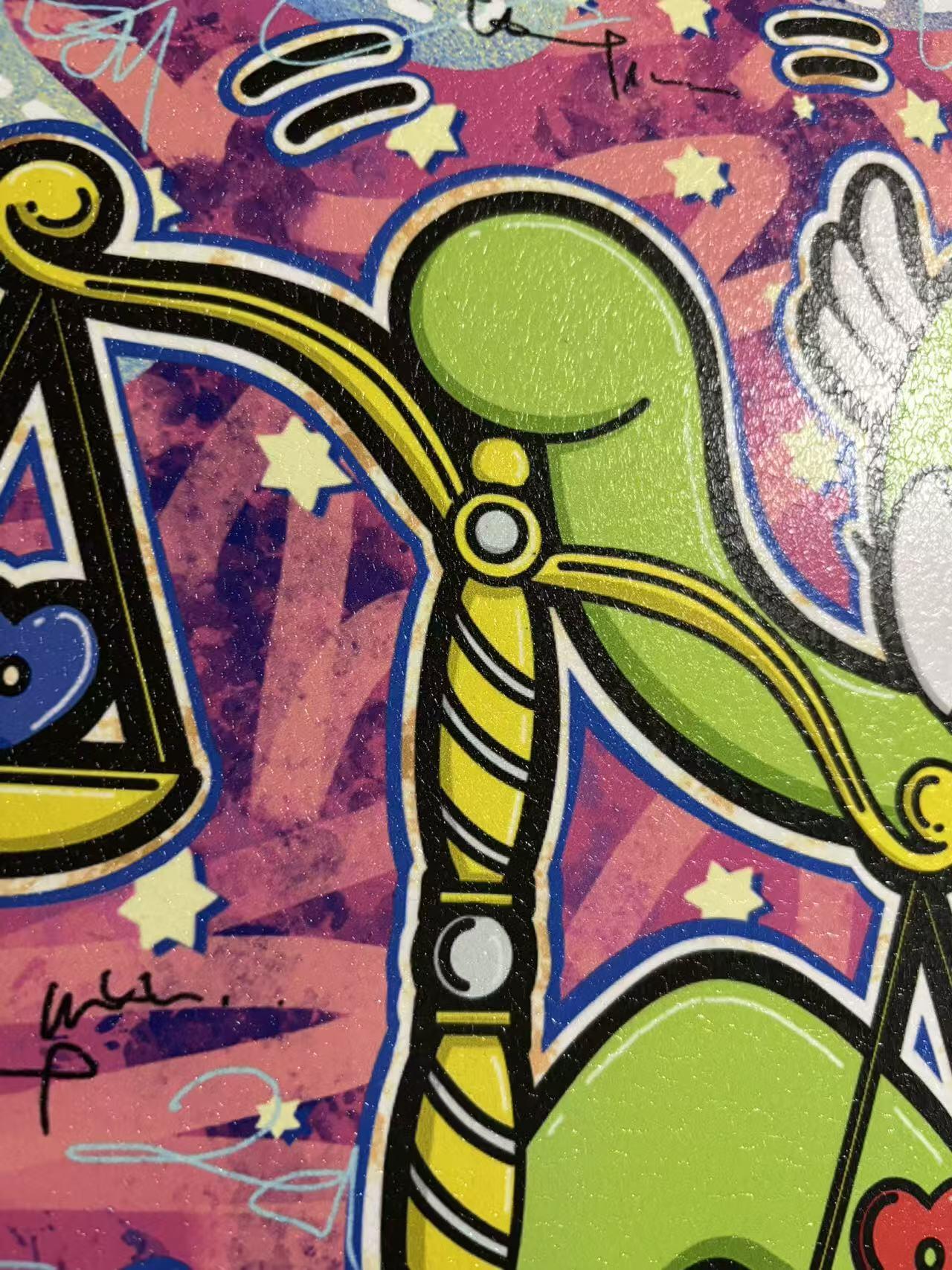 零元拍：歪歪 OWSON 系列作品装饰肌理画《十二星座-天平座》，相框尺寸35/35CM。因展品出展，镜框可能有轻微划痕，介意勿拍