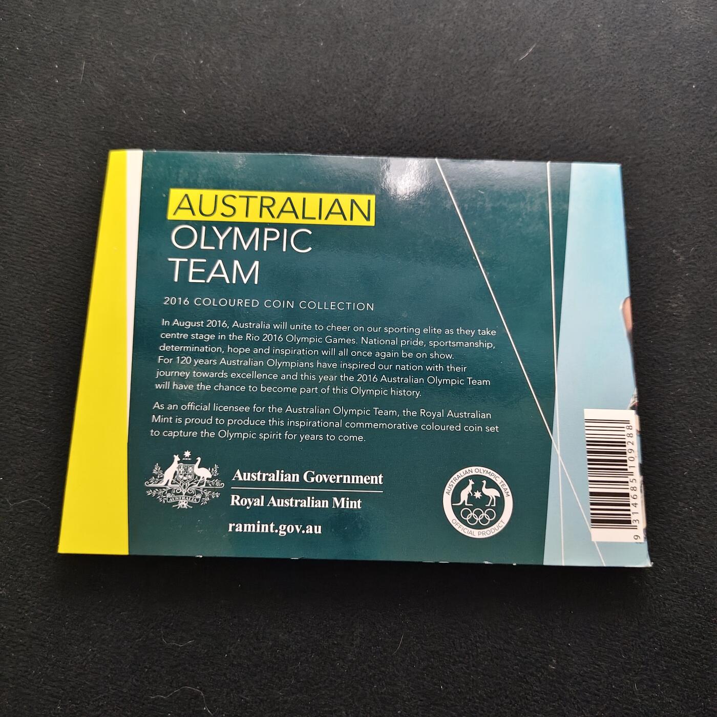 【全场包邮】纯粹捡漏拍483场（免费代拍第20场） 澳大利亚2016年澳大利亚奥运代表队官方封装纪念套币-含5枚5色2元奥运代表队彩色纪念币