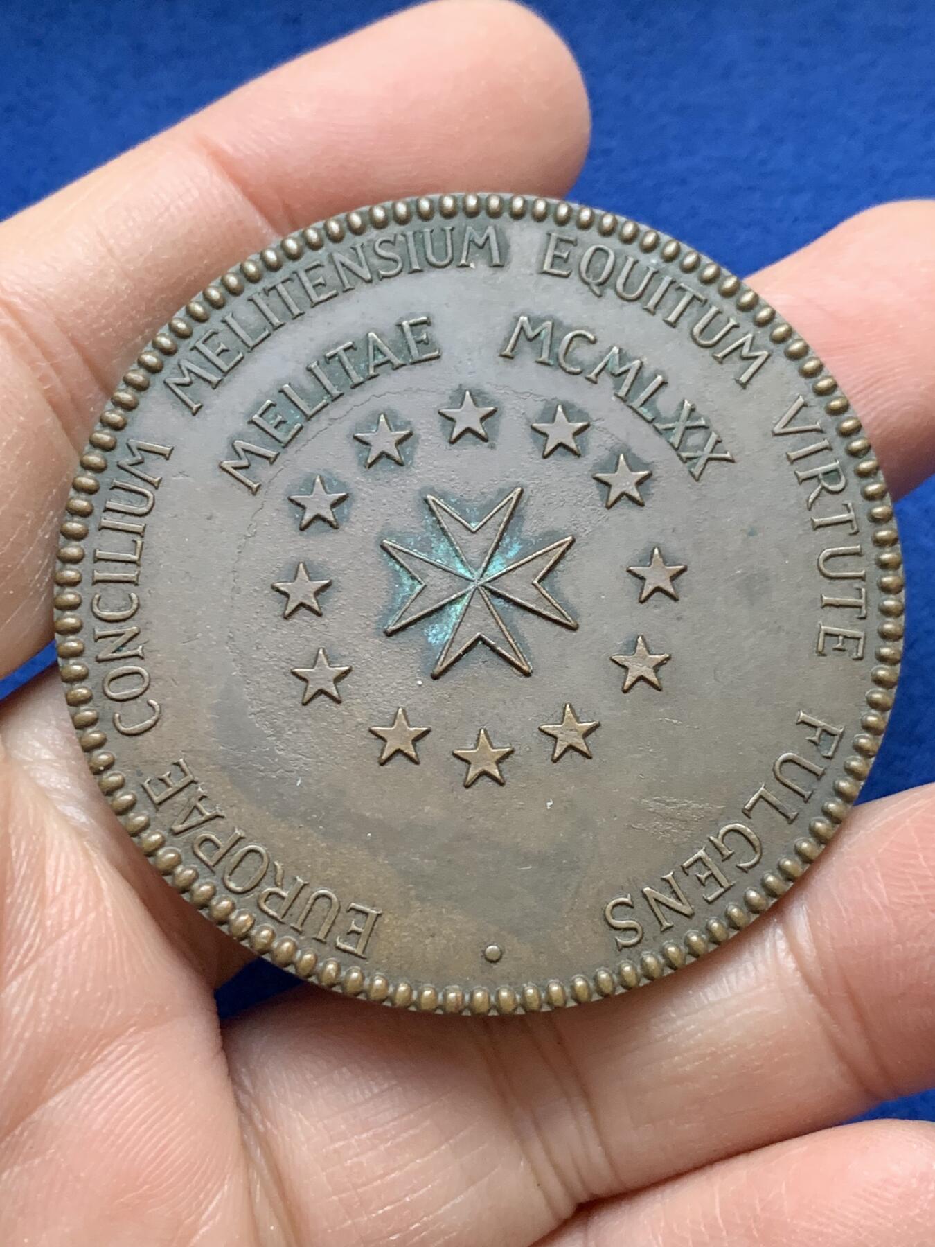 《竞宝斋》第443场 周日，周一，2场连拍 （全场包邮） 意大利马耳他骑士团纪念章 46.8克 49.6mm 版本少见