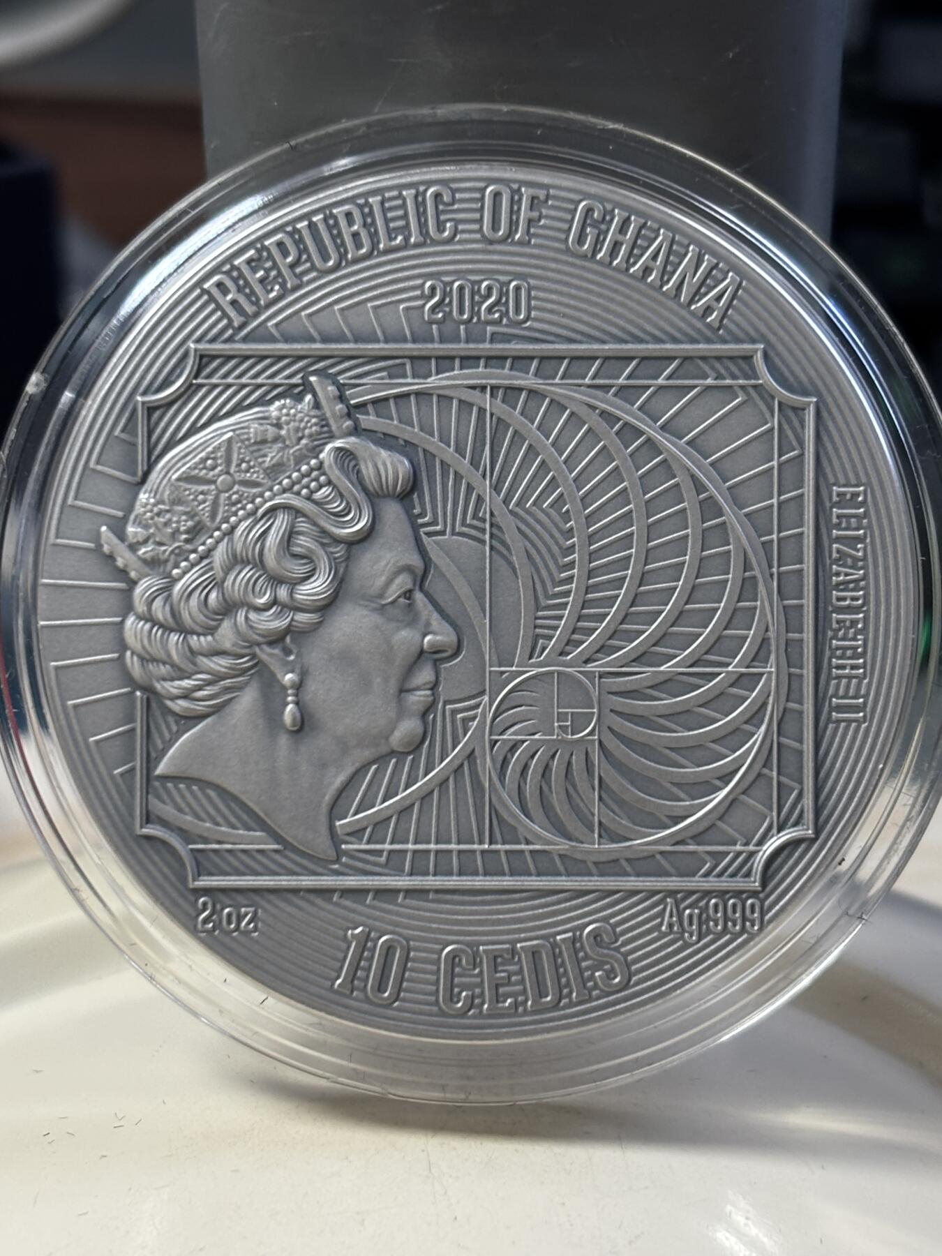 第184期拍卖 加纳2020年伟大的艺术家系列克里姆特2盎司彩银币，999银，发行500枚