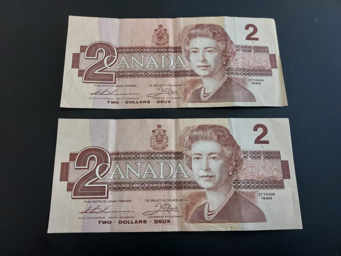 博彦收藏   12月8日 8点 钱币专场 加拿大 女皇2元2张 流通好品