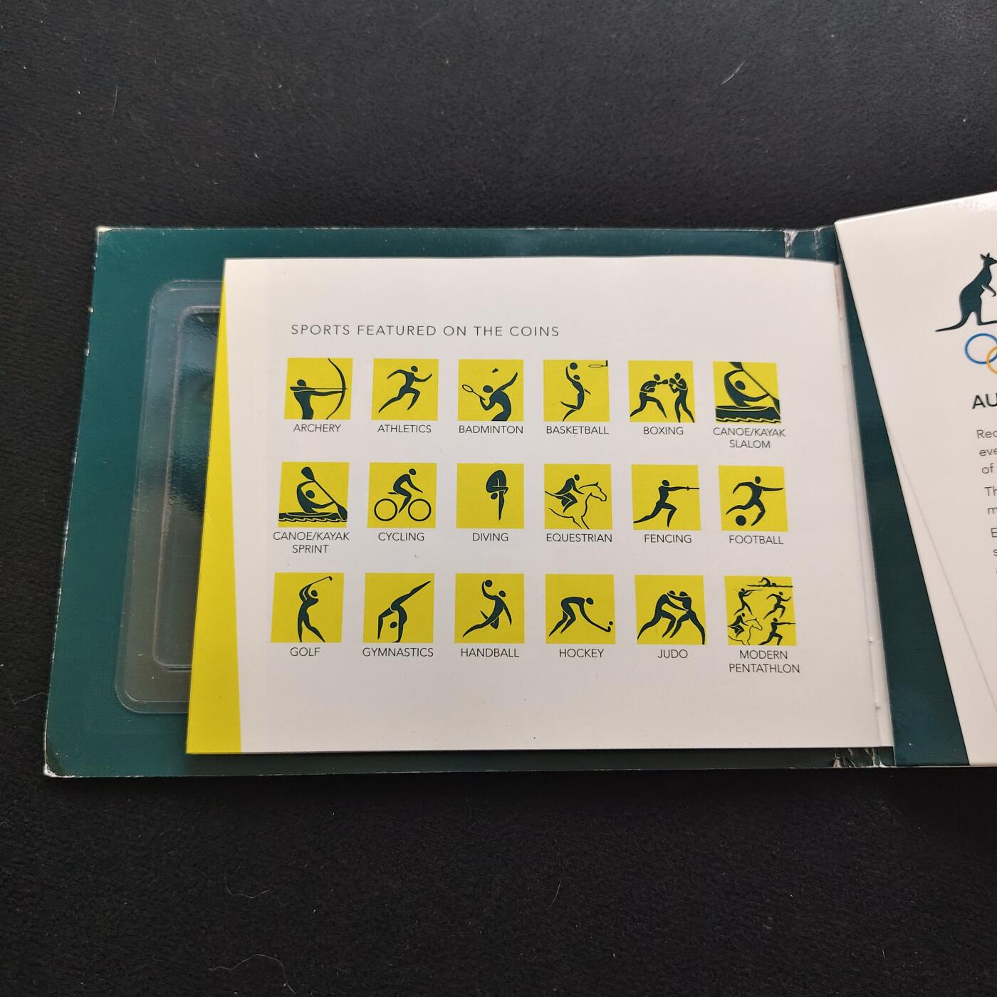 【全场包邮】纯粹捡漏拍483场（免费代拍第20场） 澳大利亚2016年澳大利亚奥运代表队官方封装纪念套币-含5枚5色2元奥运代表队彩色纪念币