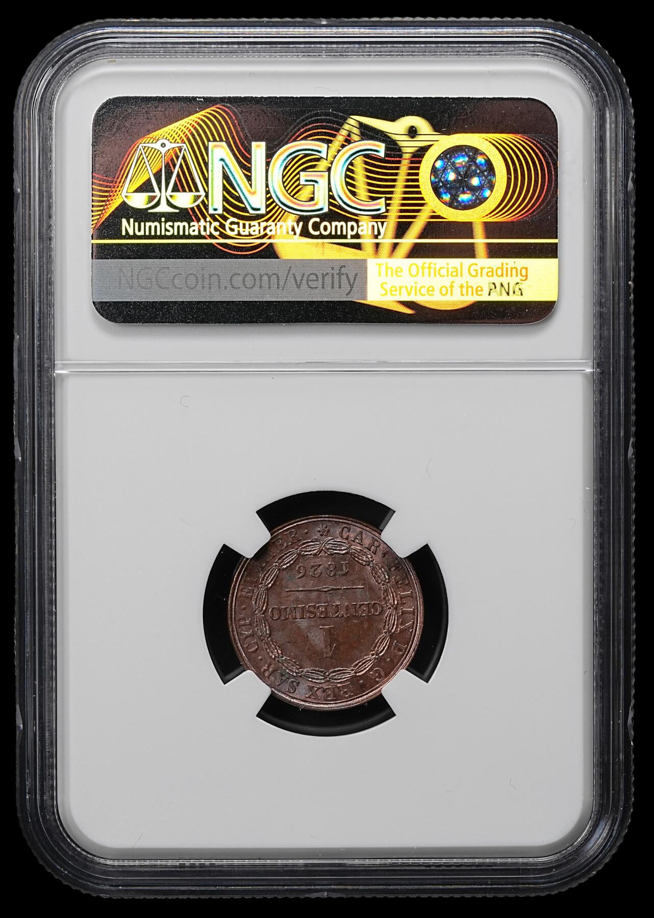 修遠堂世界钱币第九十五期 NGC MS63BN 1826年撒丁王国1分铜币