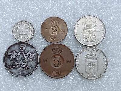 第一海外回流一元起拍收藏 散集专场  第274期 - 瑞典硬币 6枚