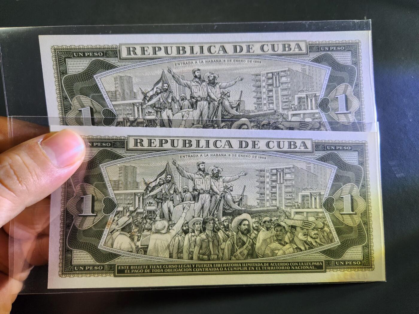 12月3号晚上8点 外国纸币自动截拍第67场 全新2连号 1967年1 古巴样票