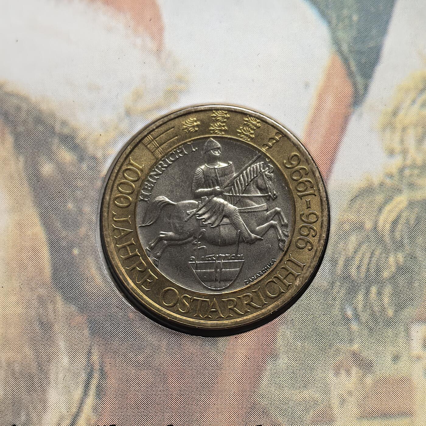 道一币馆币章第一百五十六场 原包装 奥地利1996年奥斯塔里奇城千年50先令纪念币
